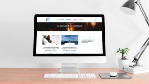Écran d'ordinateur qui montre la page actualité du site de Meribel Electric.
